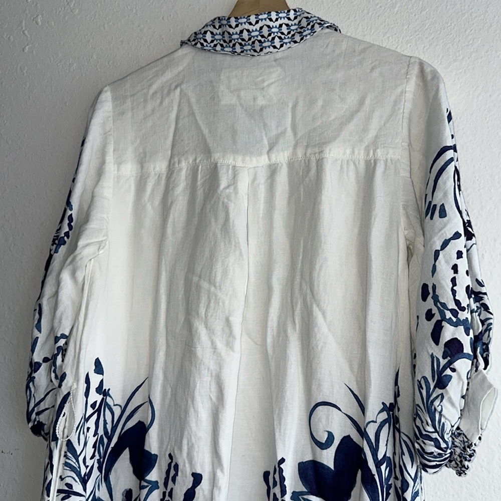 Anthropologie Blue and White Patterned Maxi Dress - Picture 7 of 10